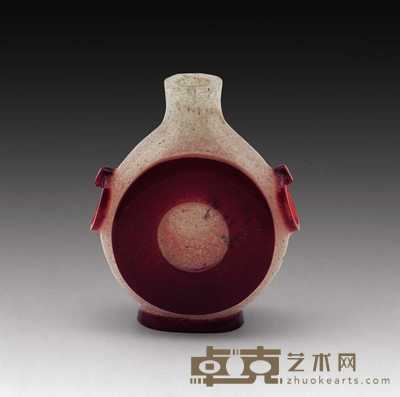 清 红白套料玉璧烟壶 高5.6cm